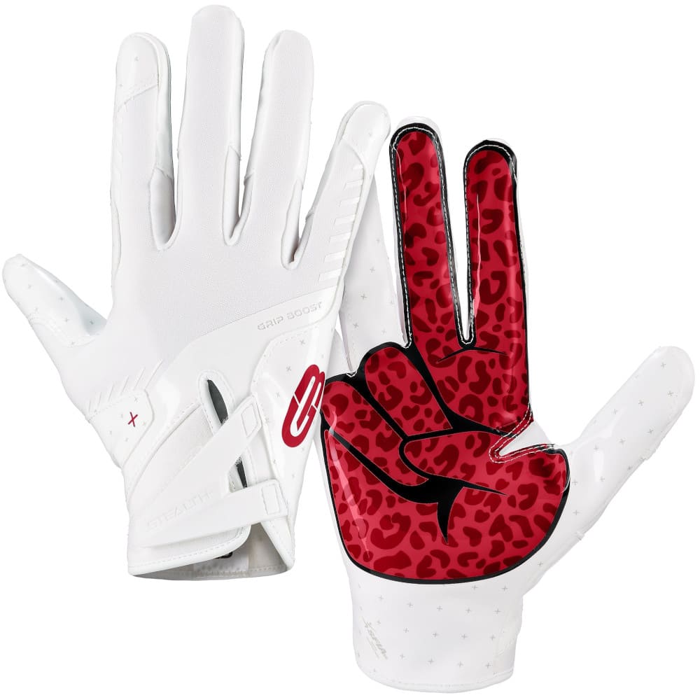 Playmaker Base: American Football Handschuhe Grip Boost Peace Stealth 6 Boost+ White / Crimson Produktbild